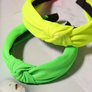 Neon Green Ribbed Top Knot Headband
